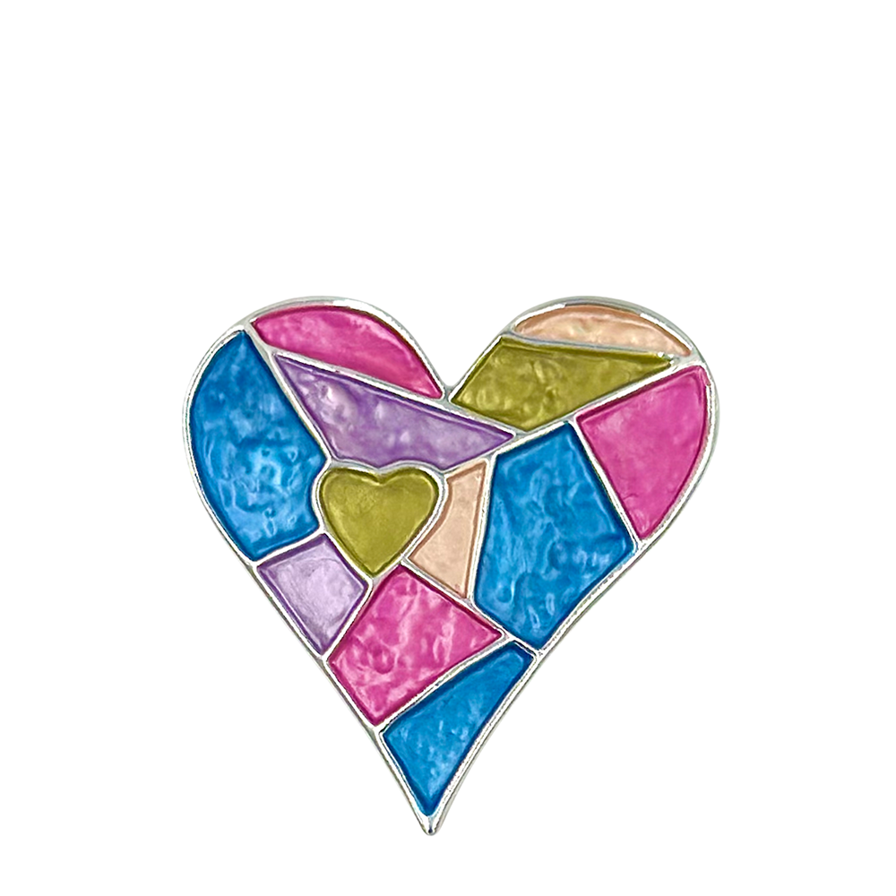 IWOU PROFESSIONAL Брошь-магнит Сердце-мозаика радужное, фото 1