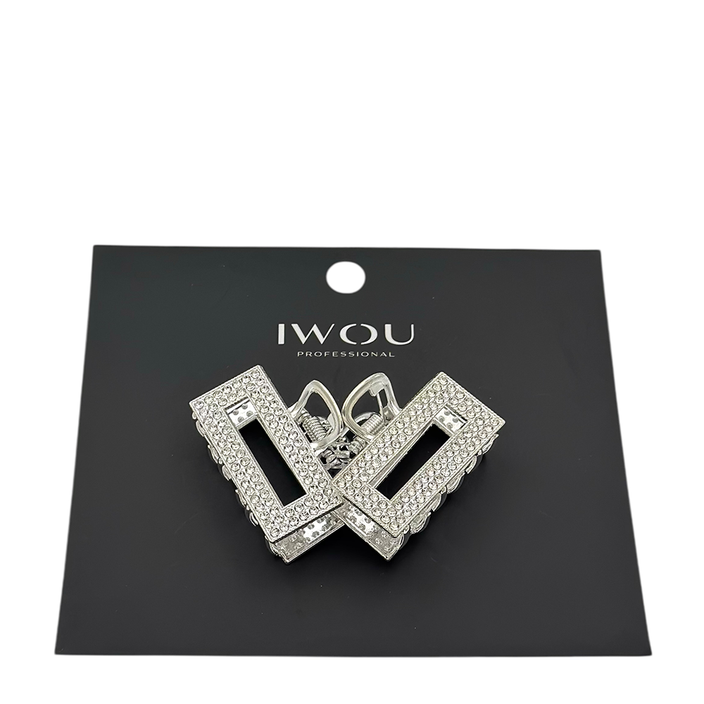 IWOU PROFESSIONAL Краб для волос средний Престиж стразы в серебре 2шт, фото 1