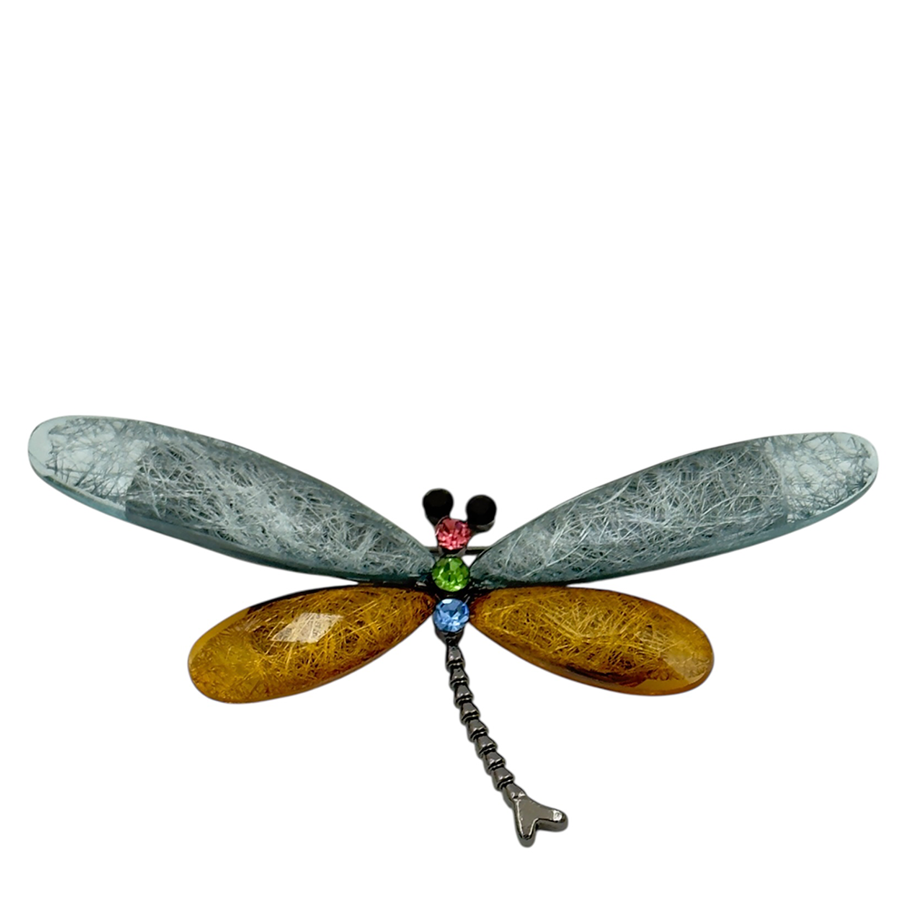 IWOU PROFESSIONAL Брошь Стрекоза золотисто-голубая, фото 1