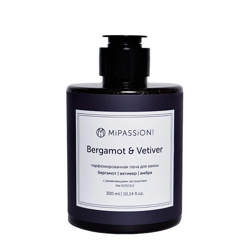 MIPASSIONcorp Пена жидкая парфюмированная для ванны, бергамот, ветивер, амбра / Bergamot&Vetiver 300 мл, фото 1