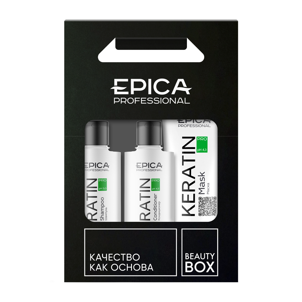 EPICA PROFESSIONAL Набор для реконструкции волос (шампунь 250 мл + кондиционер 250 мл + маска 250 мл) Keratin Pro, фото 5