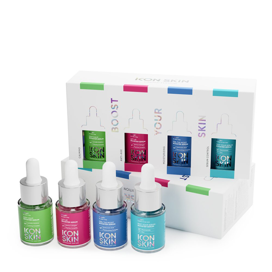 ICON SKIN Набор сывороток-концентратов в мини-формате для всех типов кожи / Smart Boost Your Skin 4 х 15 мл, фото 3