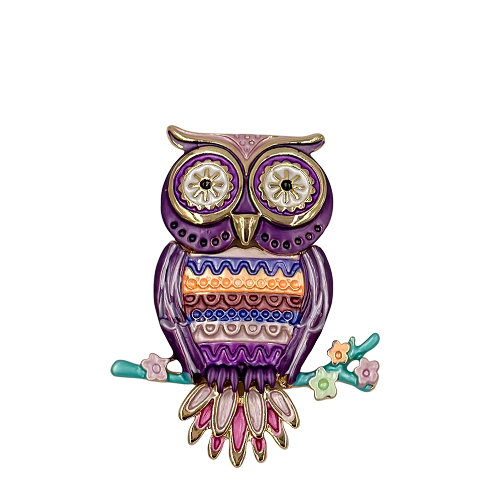IWOU PROFESSIONAL Брошь-магнит Сова фиолетовая, фото 1