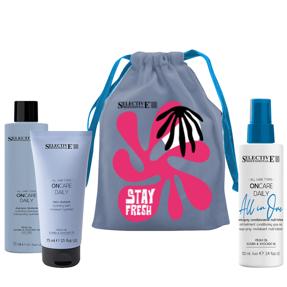 SELECTIVE PROFESSIONAL Набор для волос (шампунь 100 мл + кондиционер 75 мл + маска-спрей 100 мл + мешок для упаковки косметики) ONCARE DAILY, фото 1