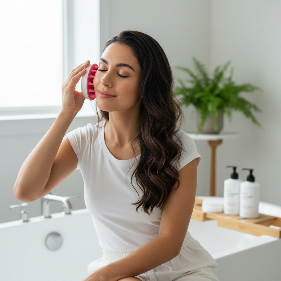 IWOU PROFESSIONAL Массажер для головы и мытья волос бело-розовый, фото 5