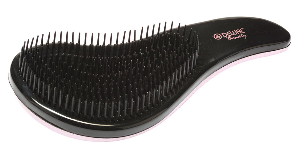 DEWAL BEAUTY Щетка массажная для легкого расчесывания волос, большая, с ручкой, цвет розово-черный, фото 2
