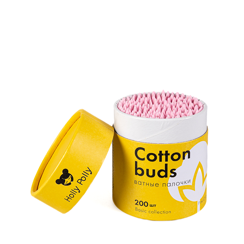 HOLLY POLLY Палочки ватные бамбуковые косметические розовые, 200 шт, фото 2