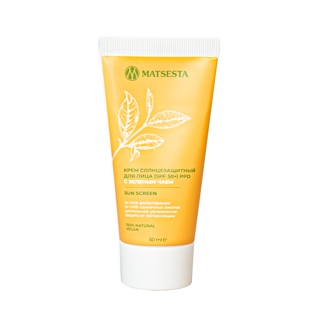 MATSESTA Крем солнцезащитный для лица с зеленым чаем, PPD SPF 50+ / Matsesta 50 мл, фото 1