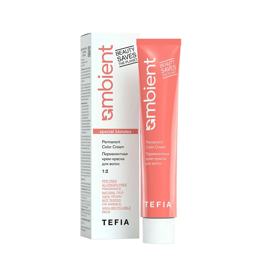 TEFIA 1087 крем-краска перманентная для волос, специальный блондин коричнево-фиолетовый / AMBIENT 60 мл, фото 2
