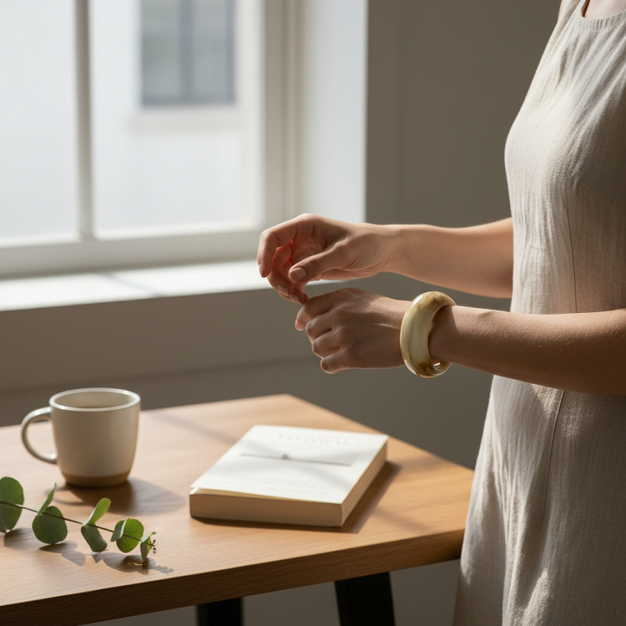 IWOU PROFESSIONAL Браслет-обод широкий пластиковый круглый кофе с молоком, фото 3