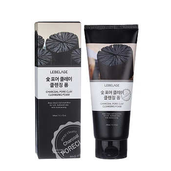LEBELAGE Пенка для умывания сужающая поры с древесным углем / Lebelage Charcoal Pore Clay Cleansing Foam 180 мл, фото 2