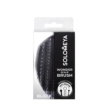 SOLOMEYA Расческа многофункциональная для распутывания, массажа и мытья кожи головы, мини, черная / Wonder scalp brush, Black, mini, фото 2