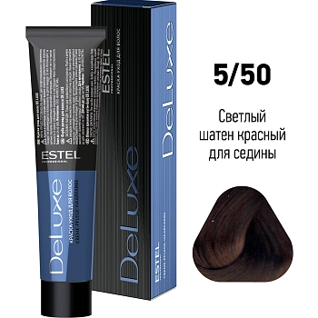 ESTEL PROFESSIONAL 5/50 краска для волос, светлый шатен красный для седины / DE LUXE 60 мл, фото 2