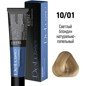 ESTEL PROFESSIONAL 10/01 краска для волос, светлый блондин натурально-пепельный / DE LUXE 60 мл, фото 2