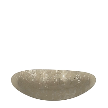 Заколка - автомат Минерал овальная слоновая кость 4*10см