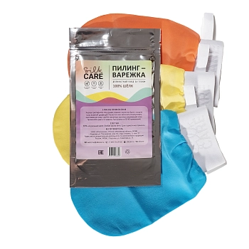 SILK CARE Варежка шелковая для пилинга бирюзовая дойпак / Silk Care Crazy Colours, фото 4