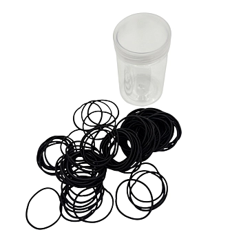 IWOU PROFESSIONAL Набор резинок для волос, тонкие черные текстильные в банке 3,5см 100шт, фото 2