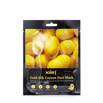 KIMS Маска для лица антивозрастная с протеинами кокона шелкопряда / Kims Gold Silk Cocoon Face Mask 5 шт, фото 3