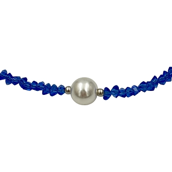IWOU PROFESSIONAL Чокер Кристалики синий с жемчужиной, фото 2