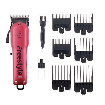 DEWAL PROFESSIONAL Машинка для стрижки Fгeestyle красная, 0.5-2мм, аккумуляторно-сетевая, 6 насадок, фото 8