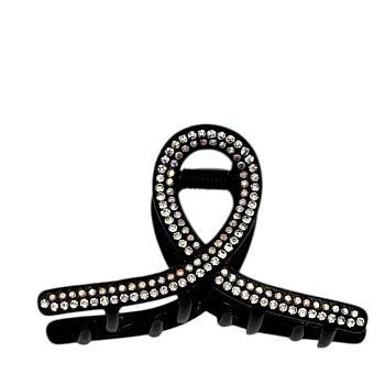 IWOU PROFESSIONAL Краб для волос Элегантная петля черный со стразами 6*4см 1шт, фото 3