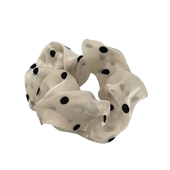 IWOU PROFESSIONAL Резинка для волос Органза в горошек слоновая кость 1шт, фото 2