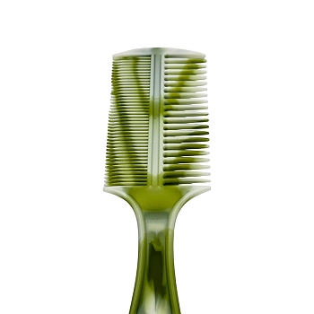 IWOU PROFESSIONAL Расческа двойная с ручкой бело-зеленая 20см, фото 2