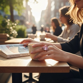 IWOU PROFESSIONAL Кольцо Кристальное сердце розовое в серебре, фото 4