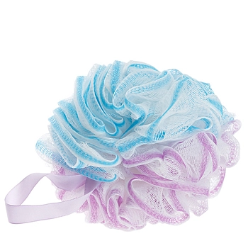 Мочалка для тела, белая с голубым, фиолетовым 1 шт