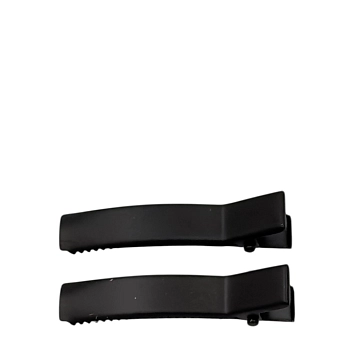 Зажим для волос прямоугольный черный матовый 0,9*4,5см 2 шт