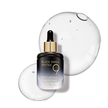 FARMSTAY Сыворотка омолаживающая для лица с пептидами и муцином черной улитки / Black Snail & Peptide9 Perfect Ampoule 35 мл, фото 3