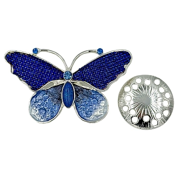 IWOU PROFESSIONAL Брошь-магнит Бабочка со стразами синяя, фото 2