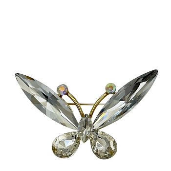 Брошь Бабочка белый кристалл