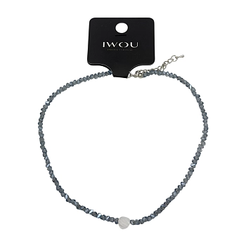 Чокер Кристалики серо-голубой с сердечком