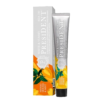 PRESIDENT Паста зубная манго-мусс с мятой  / PRESIDENT White & Yummy 75 гр, фото 3