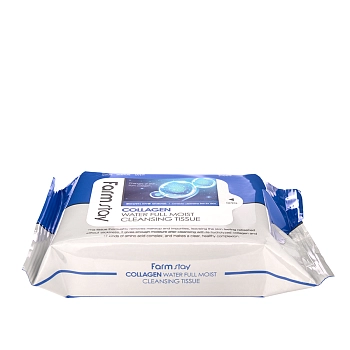 FARMSTAY Салфетки увлажняющие для снятия макияжа с коллагеном / Collagen Water Full Moist Cleansing Tissue 30 шт, фото 2