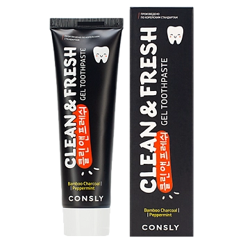 CONSLY Паста зубная гелевая с бамбуковым углем и перечной мятой / Clean&Fresh Consly 105 гр, фото 2