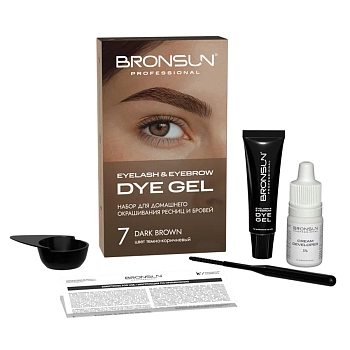 BRONSUN Набор для домашнего окрашивания, темно-коричневый #7 / Eyelash And Eyebrow Dye Gel 35 гр, фото 3