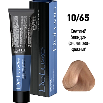 ESTEL PROFESSIONAL 10/65 краска для волос, светлый блондин фиолетово-красный / DE LUXE 60 мл, фото 2