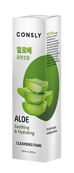 CONSLY Пенка для умывания кремовая успокаивающая c экстрактом алоэ вера 100 мл, фото 3