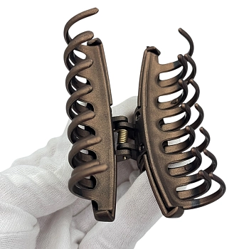 IWOU PROFESSIONAL Краб для волос двухрядный Акула коричневый 8,5см, фото 5