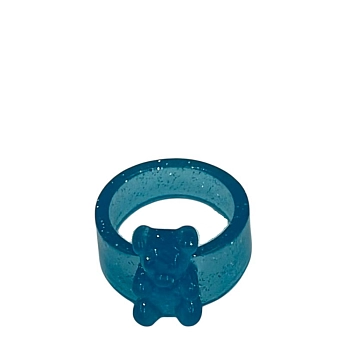 Кольцо Медвежонок голубые блестки