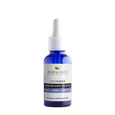 BIOBALANCE Сыворотка для лица с церамидами + ресвератролом / SUPER SERUM OVERNIGHT RECOVERY 30 мл, фото 1