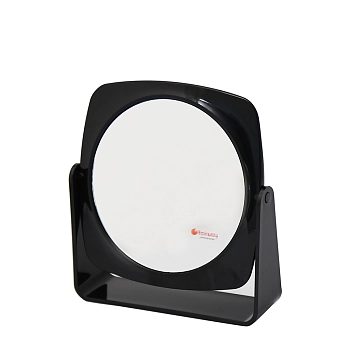 Зеркало настольное, двухстороннее, черный пластик, 2-х кратное увеличение, 17х17,5 см / Hairway