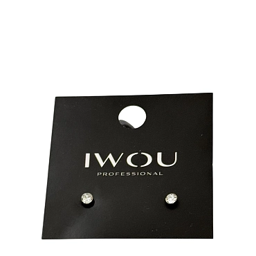 IWOU PROFESSIONAL Серьги гвоздики IWOU белый кристалл 4мм, фото 1