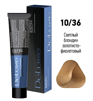 ESTEL PROFESSIONAL 10/36 краска для волос, светлый блондин золотисто-фиолетовый / DE LUXE 60 мл, фото 2