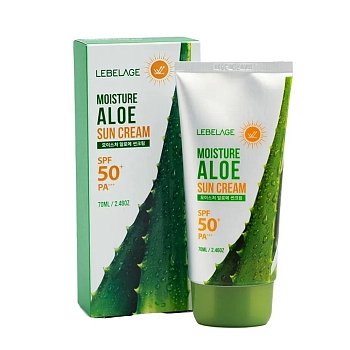 LEBELAGE Крем солнцезащитный увлажняющий с экстрактом алоэ SPF50+ / Lebelage Moisture Aloe Sun Cream 70 мл, фото 2