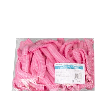 ЧИСТОВЬЕ Шапочка шарлотка медицинская из спанбонда, розовый 50 шт, фото 2