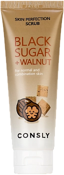 Скраб для лица с черным сахаром и экстрактом грецкого ореха / Consly 120 мл
