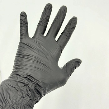 IWOU PROFESSIONAL Перчатки вин-нитр L черные/ Wally Plastic 100 шт, фото 4